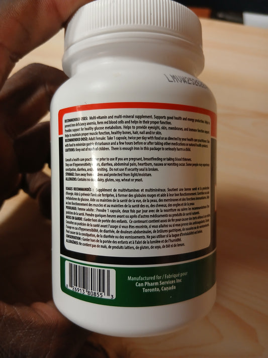 Roots brand Daily Multi vitamins for women under 50 years old. NPN # 80106370